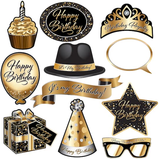 Beistle Happy Birthday Photo Fun Signs Set in Gold | Michaels®